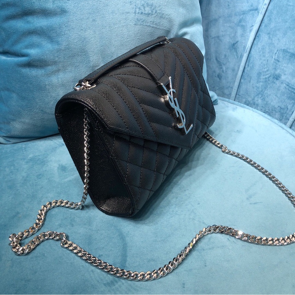 Saint Laurent Medium Envelope Monogram Matelassé Leather Shoulder Bag - Picture 5 of 9